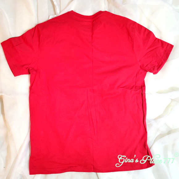 One Point One Boy's Short Sleeve Embroidered Patch Stripe Shoulder Tee Shirt Red - Picture 8 of 9